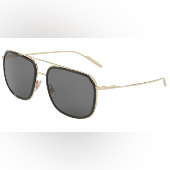 Dolce & Gabbana DG2165 Gold & Black Men’s Sunglasses – Semi-Rimless Square Frame - Picture 1 of 2